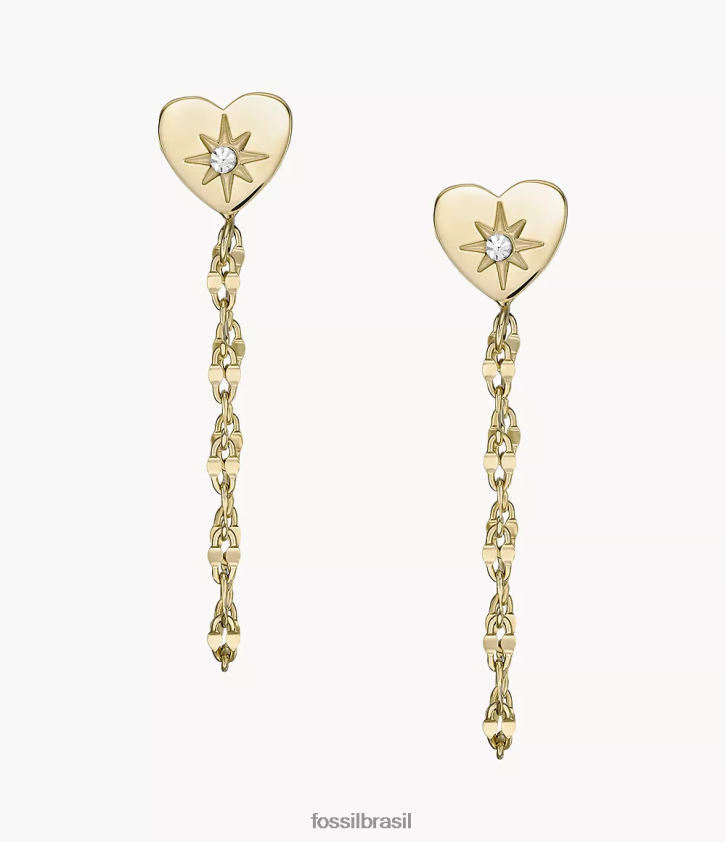 Fossil joia mulheres brincos de aço inoxidável empilhados da frente para trás tom de ouro 66RZLJ1068