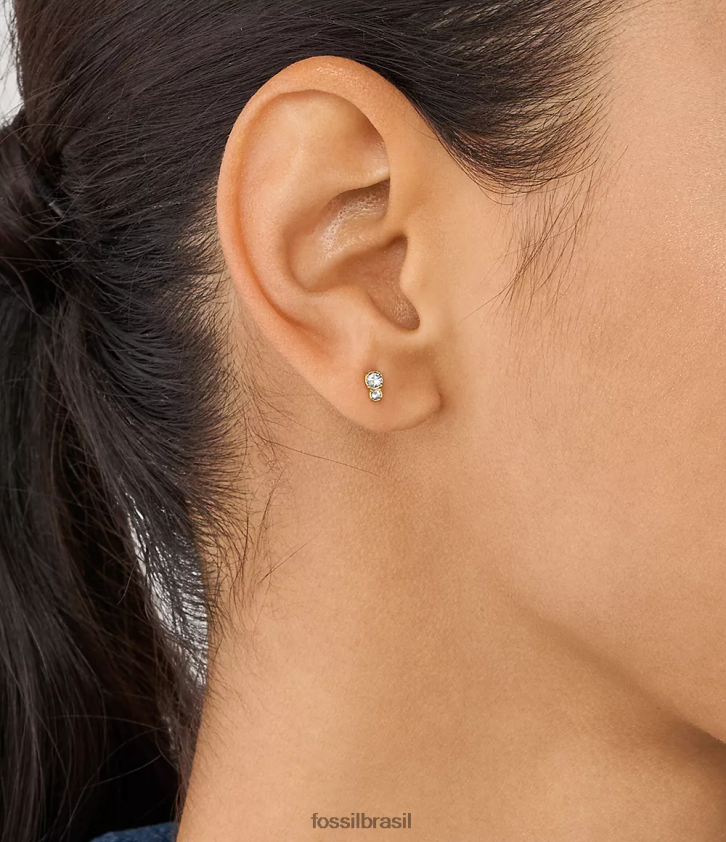 Fossil joia mulheres brincos de aço inoxidável todos empilhados tom de ouro 66RZLJ1064