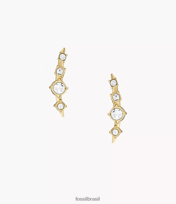 Fossil joia mulheres brincos de alpinista de aço inoxidável empilhados tom de ouro 66RZLJ1037