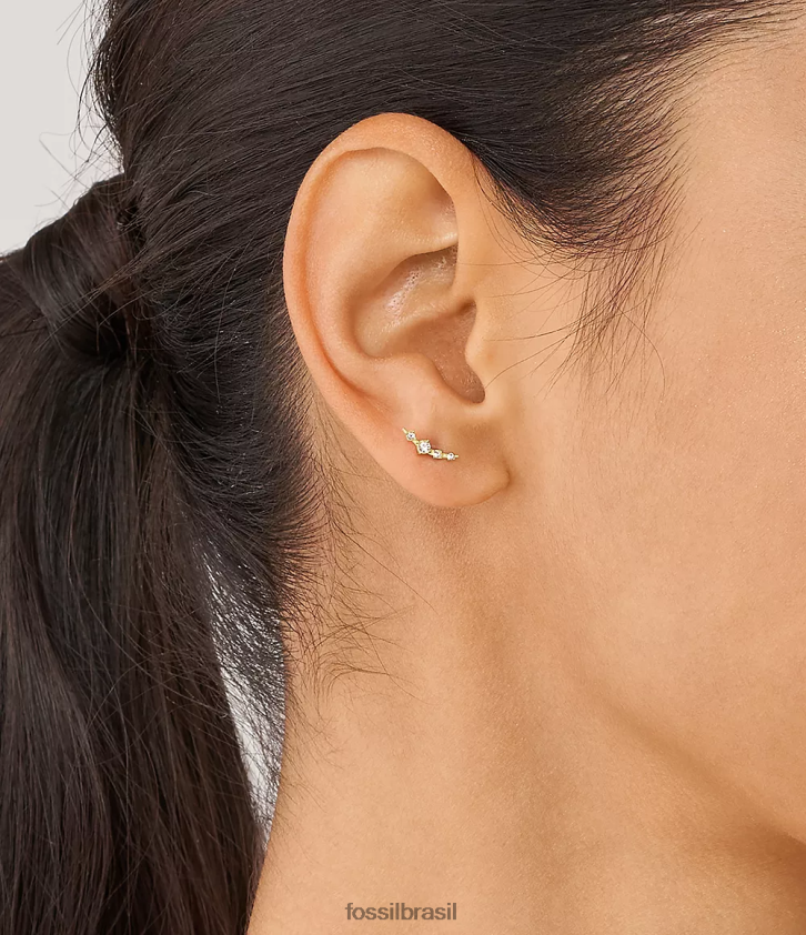 Fossil joia mulheres brincos de alpinista de aço inoxidável empilhados tom de ouro 66RZLJ1037