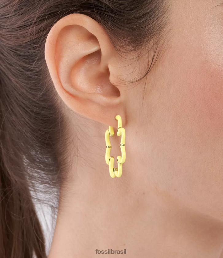 Fossil joia mulheres brincos de argola coloridos em aço inoxidável tom de ouro 66RZLJ1085