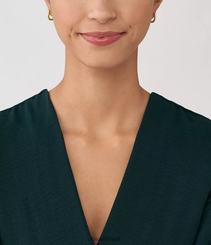 Fossil joia mulheres brincos de argola de aço inoxidável Heritage Essentials tom de ouro 66RZLJ1067