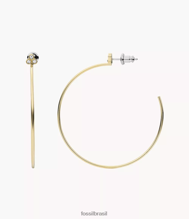 Fossil joia mulheres brincos de argola de aço inoxidável Sadie Trio Glitz tom de ouro 66RZLJ1058