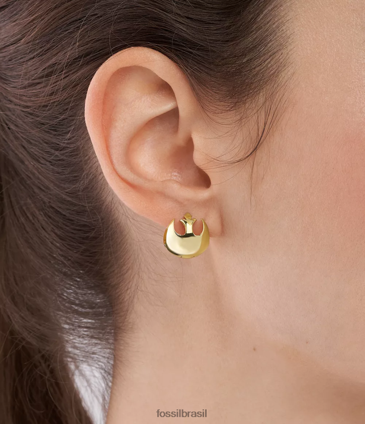 Fossil joia mulheres brincos de argola de aço inoxidável de resistência de star wars tom de ouro 66RZLJ1048