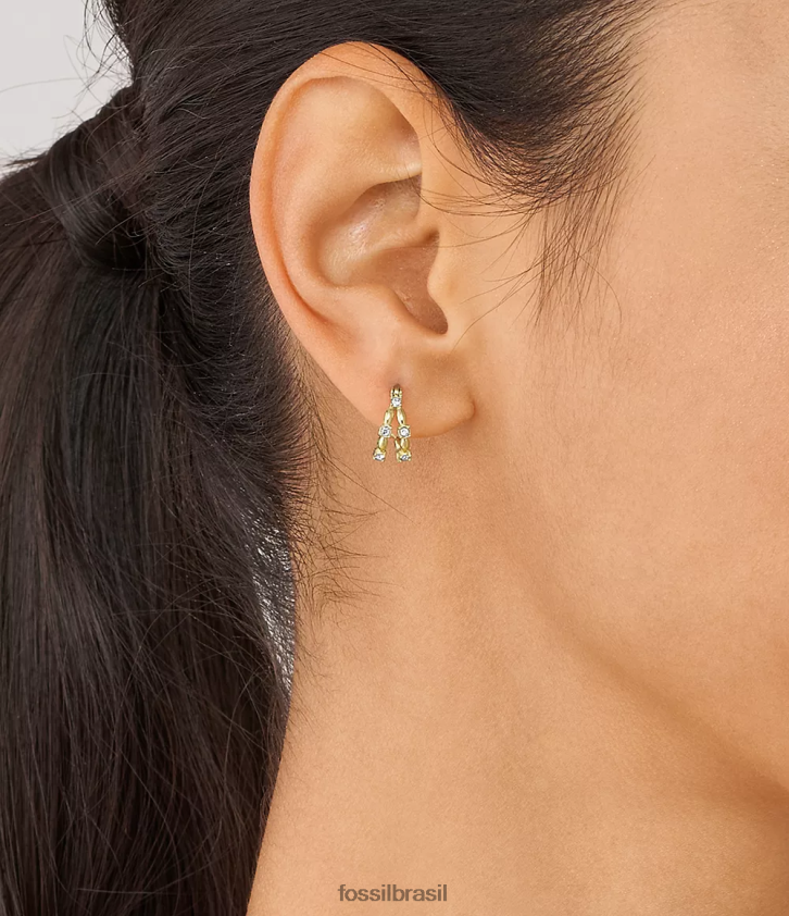 Fossil joia mulheres brincos de argola de aço inoxidável todos empilhados tom de ouro 66RZLJ1072