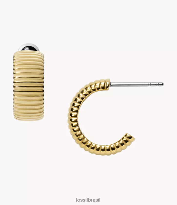 Fossil joia mulheres brincos de argola de aço inoxidável vintage da Geórgia tom de ouro 66RZLJ1241