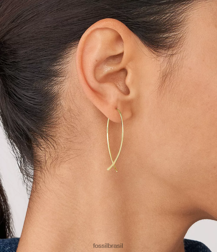 Fossil joia mulheres brincos de argola de latão empilhados tom de ouro 66RZLJ1039