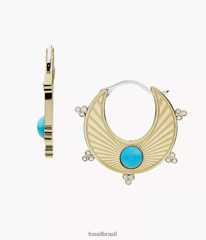 Fossil joia mulheres brincos de argola de sol do texas turquesa 66RZLJ1205