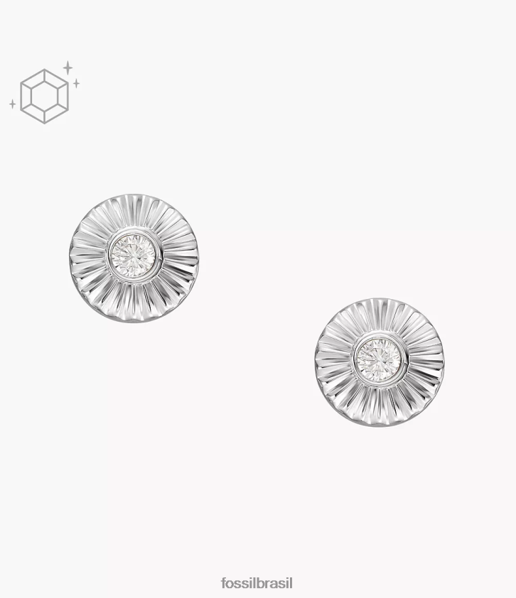 Fossil joia mulheres brincos de círculo de textura esterlina prata 66RZLJ1055