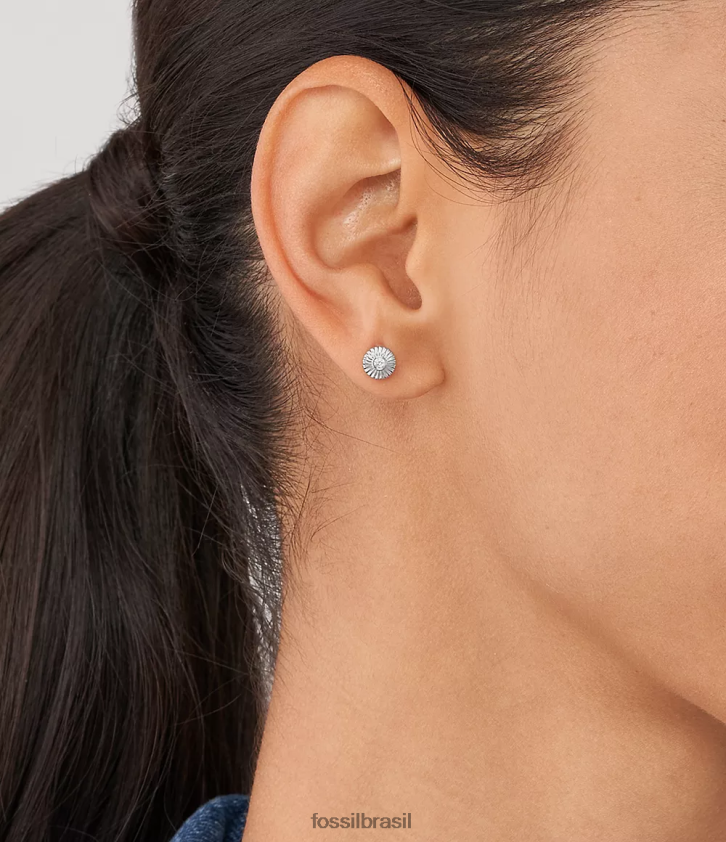 Fossil joia mulheres brincos de círculo de textura esterlina prata 66RZLJ1055