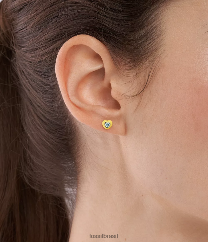 Fossil joia mulheres brincos de coração pop coloridos amarelo 66RZLJ1087