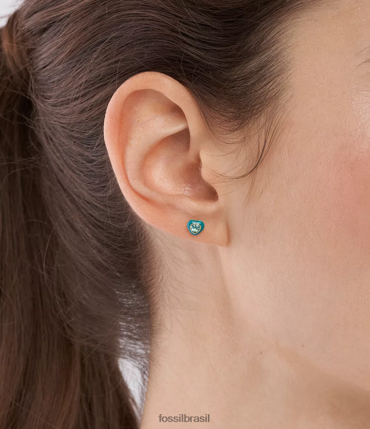 Fossil joia mulheres brincos de coração pop coloridos azul 66RZLJ1086