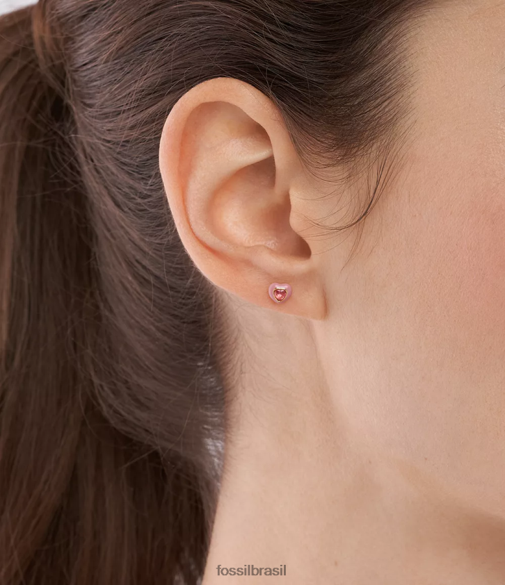 Fossil joia mulheres brincos de coração pop coloridos rosa 66RZLJ1088