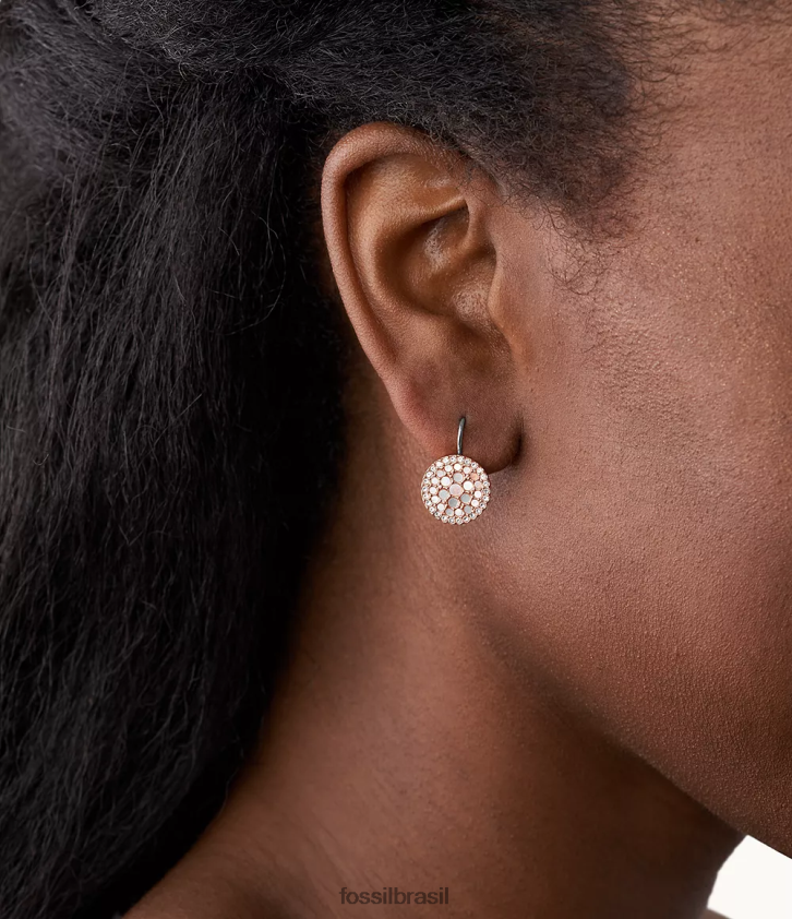 Fossil joia mulheres brincos de disco de mosaico val madrepérola 66RZLJ1046