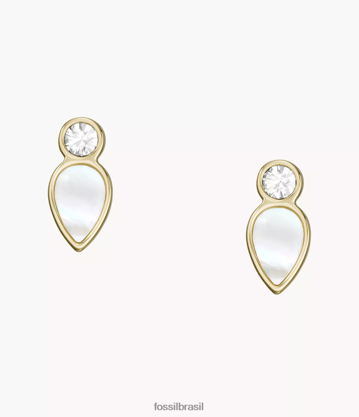 Fossil joia mulheres brincos de lágrima madrepérola branca 66RZLJ1084