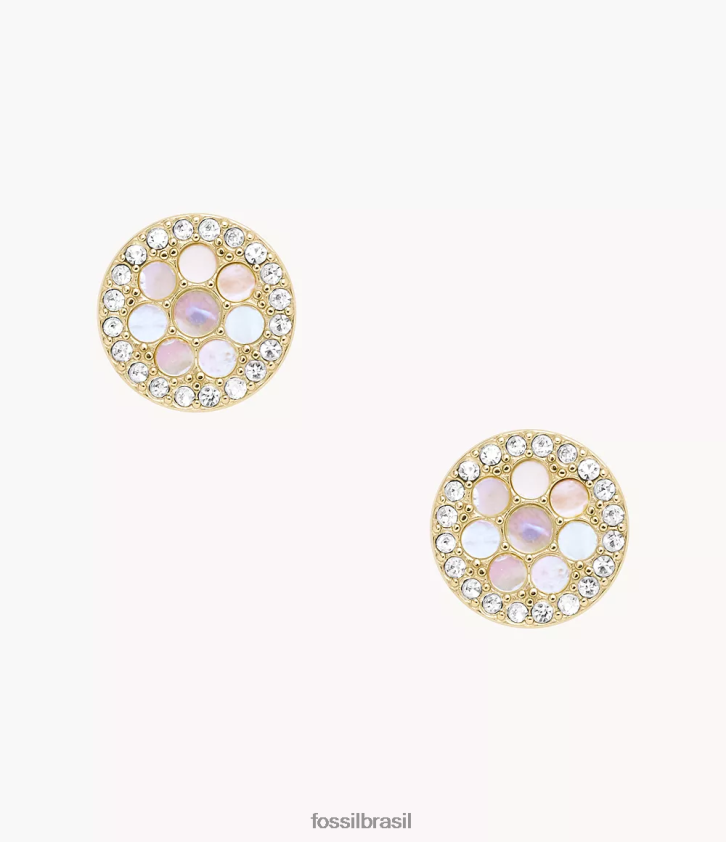 Fossil joia mulheres brincos de mosaico Sadie madrepérola branca 66RZLJ1049