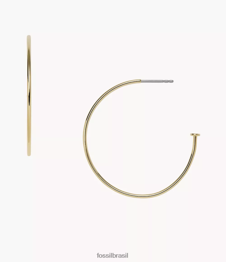 Fossil joia mulheres corra oh brincos de argola de aço inoxidável tão charmosos tom de ouro 66RZLJ1165