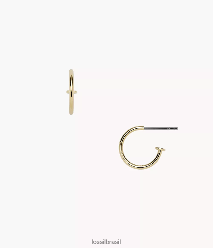 Fossil joia mulheres corra oh brincos de argola de aço inoxidável tão charmosos tom de ouro 66RZLJ1257