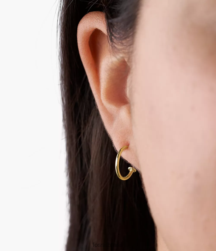 Fossil joia mulheres corra oh brincos de argola de aço inoxidável tão charmosos tom de ouro 66RZLJ1257