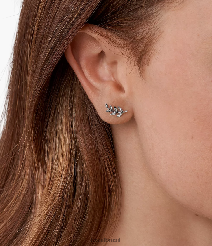 Fossil joia mulheres elliott olive branch sterling studs prata 66RZLJ1052