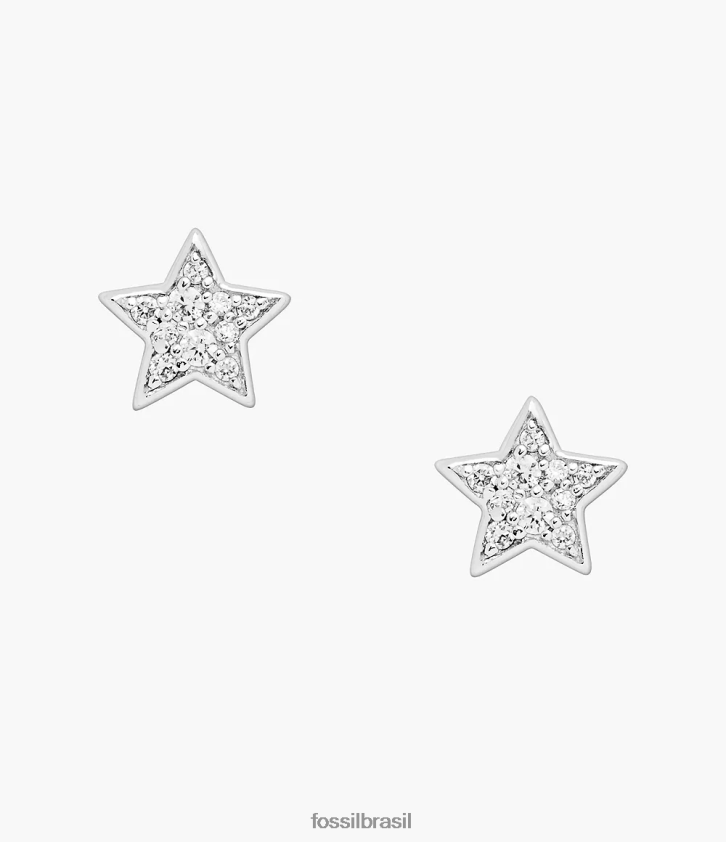 Fossil joia mulheres elliott sterling brilho estrela pregos prata 66RZLJ1040