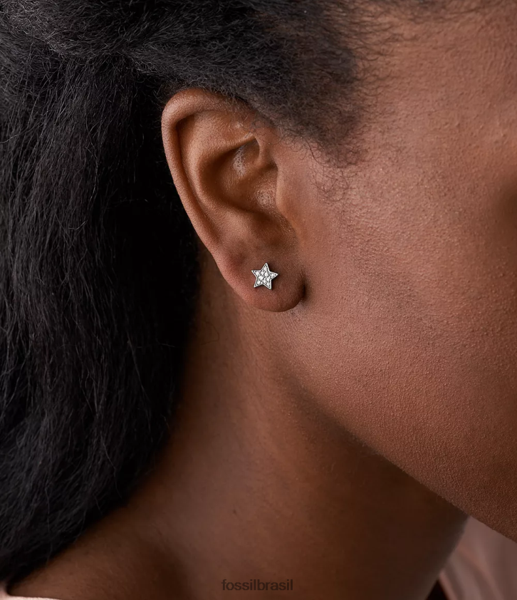Fossil joia mulheres elliott sterling brilho estrela pregos prata 66RZLJ1040