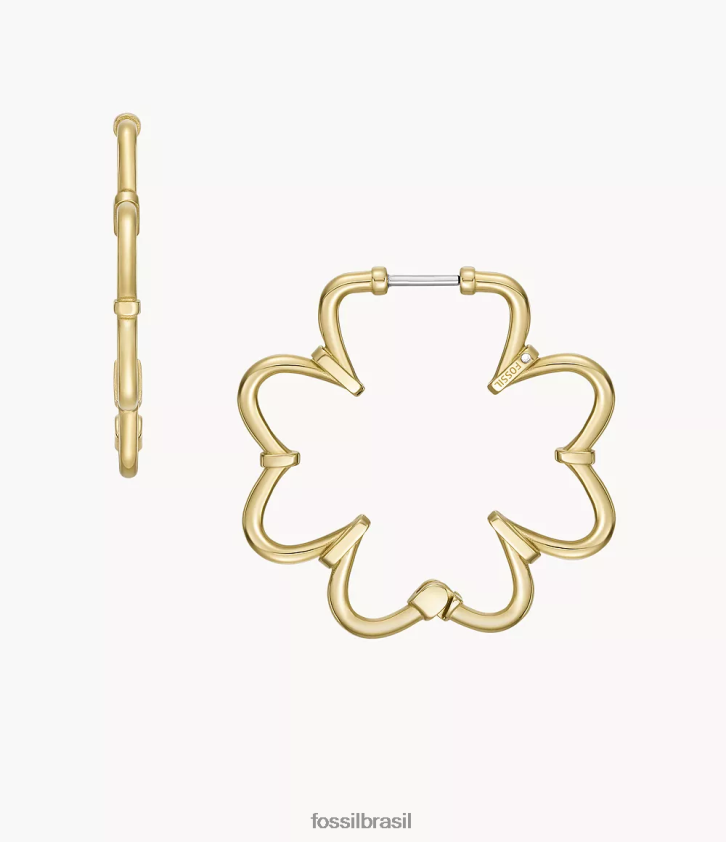 Fossil joia mulheres sol brincos de argola de aço inoxidável dourado 66RZLJ1053