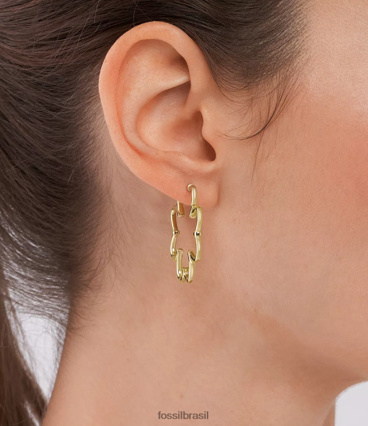 Fossil joia mulheres sol brincos de argola de aço inoxidável dourado 66RZLJ1053