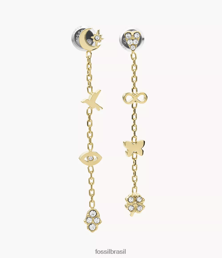 Fossil joia mulheres sutton ícones brincos de aço inoxidável dourado 66RZLJ1304