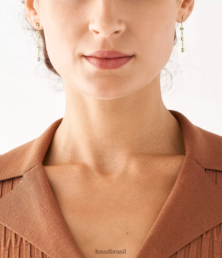 Fossil joia mulheres sutton ícones brincos de aço inoxidável dourado 66RZLJ1304