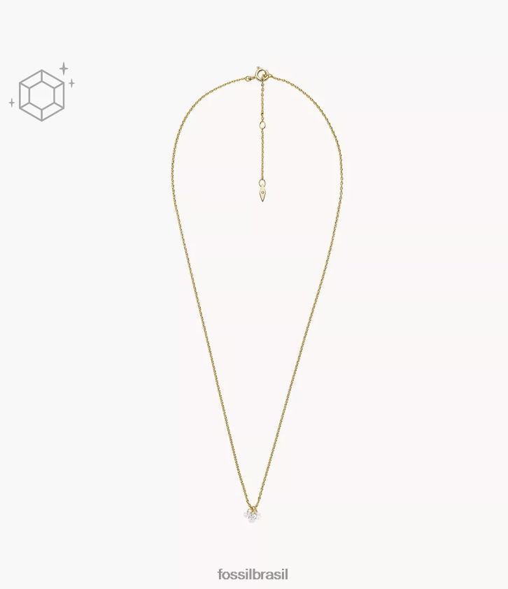 Fossil joia mulheres Sadie Shine Bright Colar de latão banhado a 14 quilates ouro 66RZLJ1260