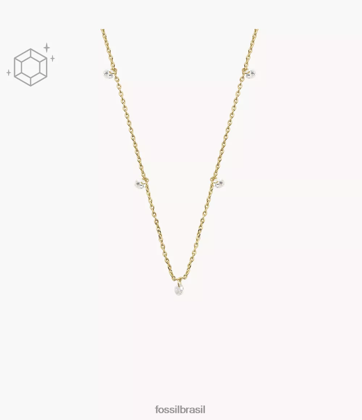 Fossil joia mulheres Sadie Shine Bright Colar pendente de latão banhado a 14 quilates ouro 66RZLJ917
