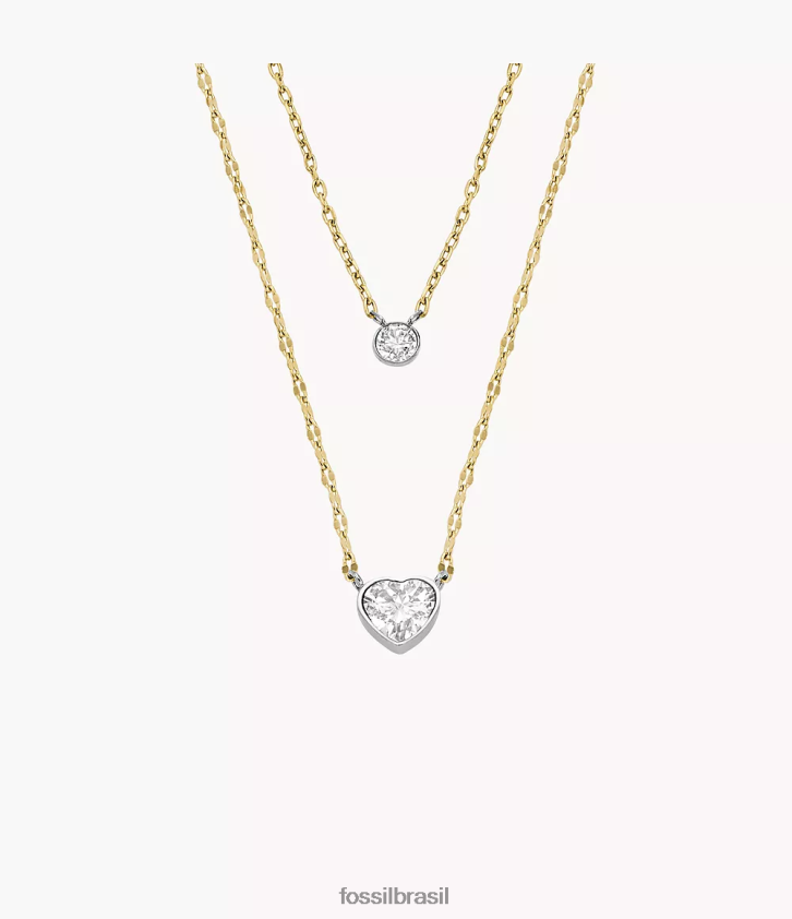 Fossil joia mulheres Sadie tokens de afeto colar de corrente de aço inoxidável dois tons 66RZLJ932