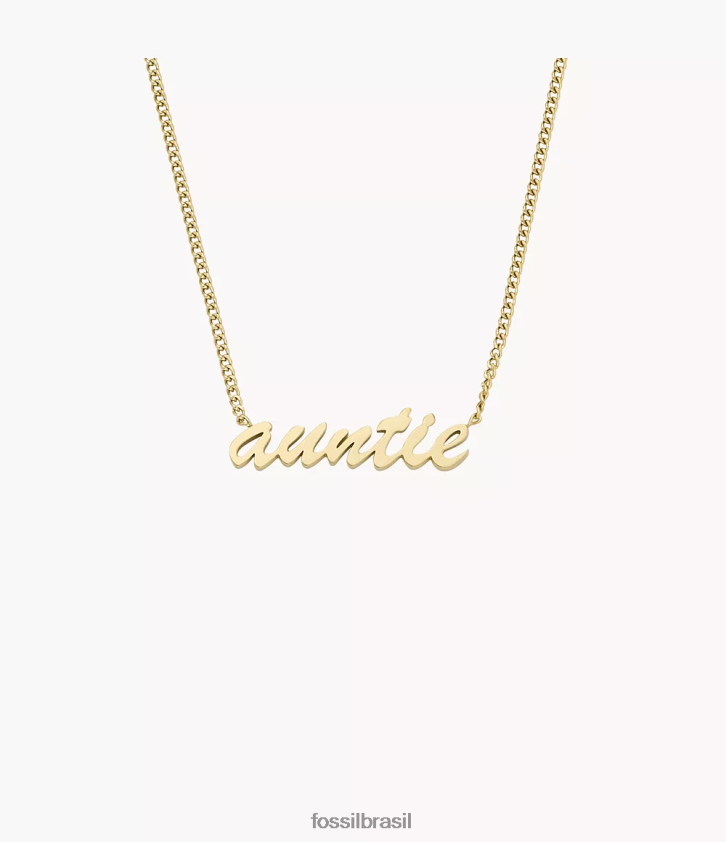 Fossil joia mulheres colar com nome colar de corrente de aço inoxidável tom de ouro 66RZLJ953