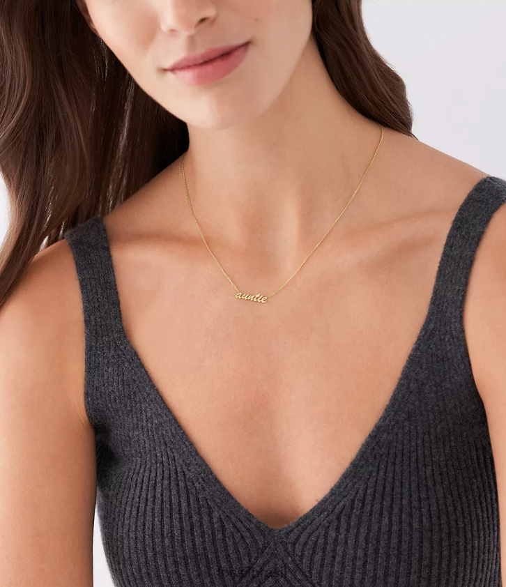 Fossil joia mulheres colar com nome colar de corrente de aço inoxidável tom de ouro 66RZLJ953