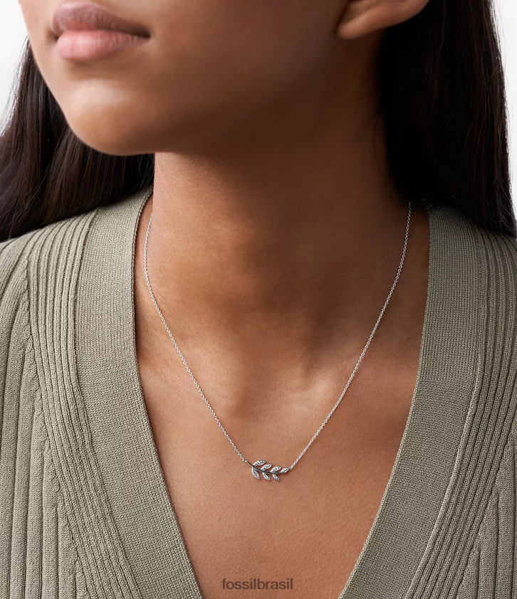 Fossil joia mulheres colar com pingente de prata esterlina elliott olive branch prata 66RZLJ938