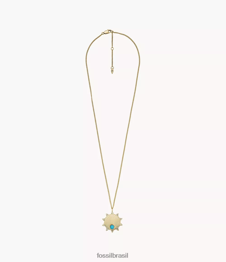Fossil joia mulheres colar com pingente de sol do texas turquesa 66RZLJ1236