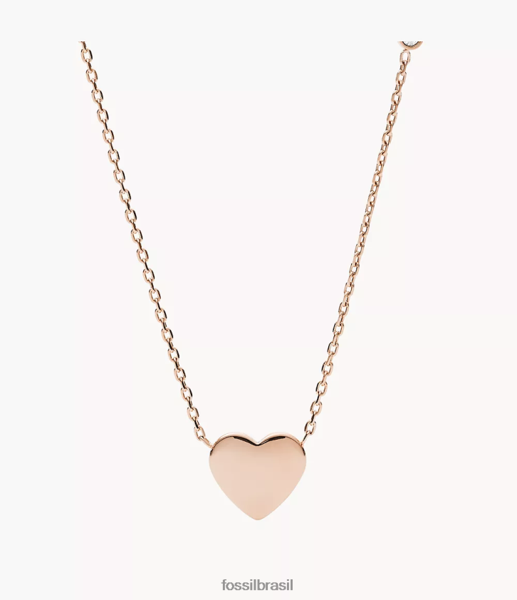 Fossil joia mulheres colar de aço inoxidável com coração de pista tom de ouro rosa 66RZLJ916