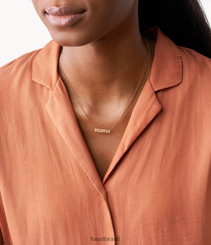 Fossil joia mulheres colar de aço inoxidável georgia mama tom de ouro rosa 66RZLJ949