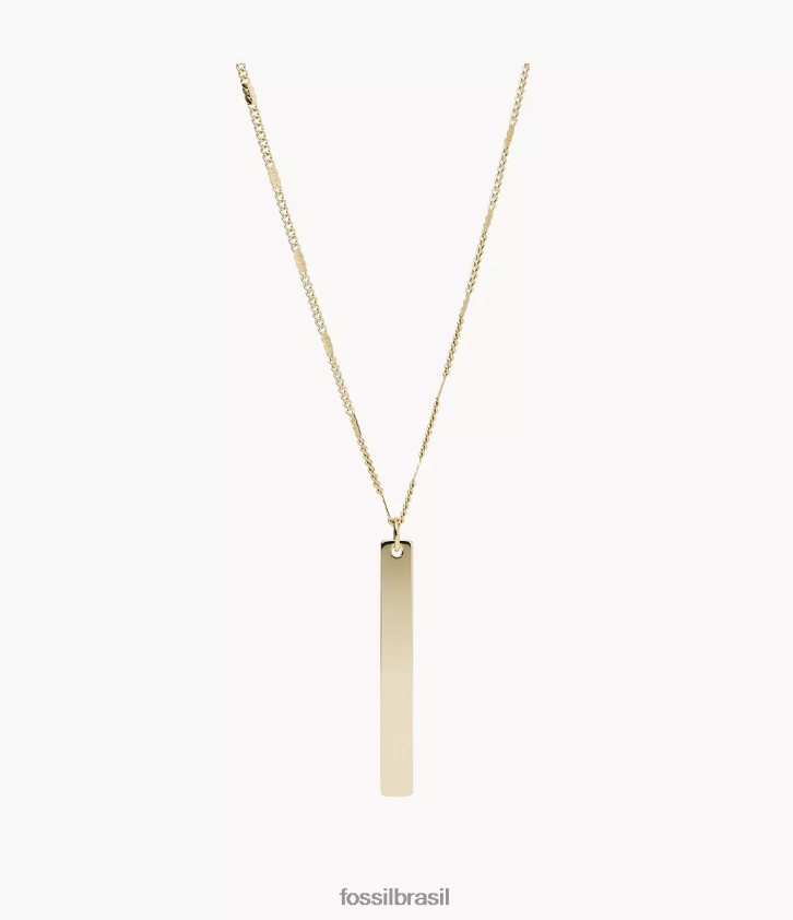 Fossil joia mulheres colar de aço inoxidável lane bar tom de ouro 66RZLJ1309