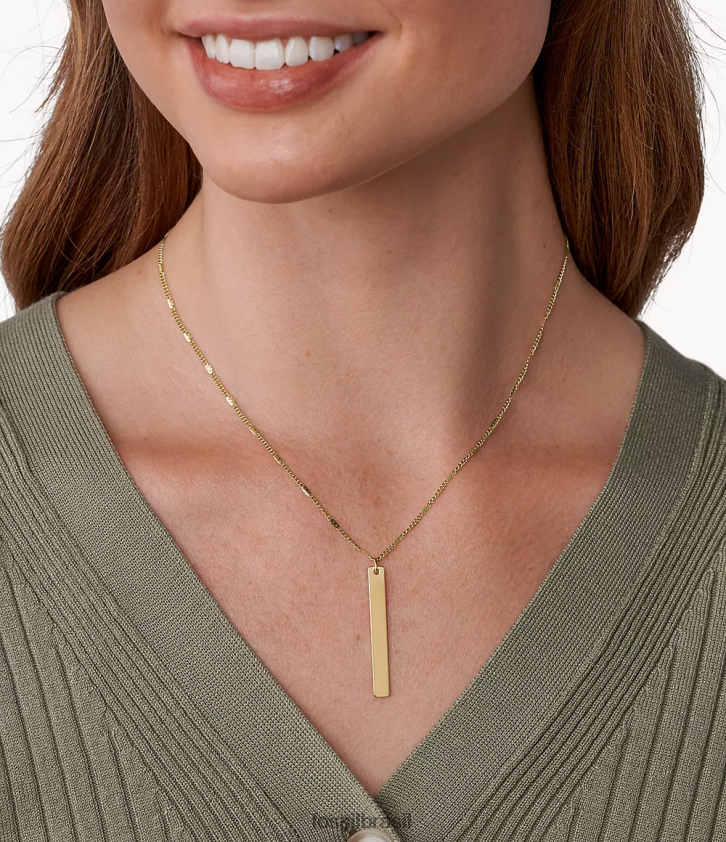 Fossil joia mulheres colar de aço inoxidável lane bar tom de ouro 66RZLJ1309