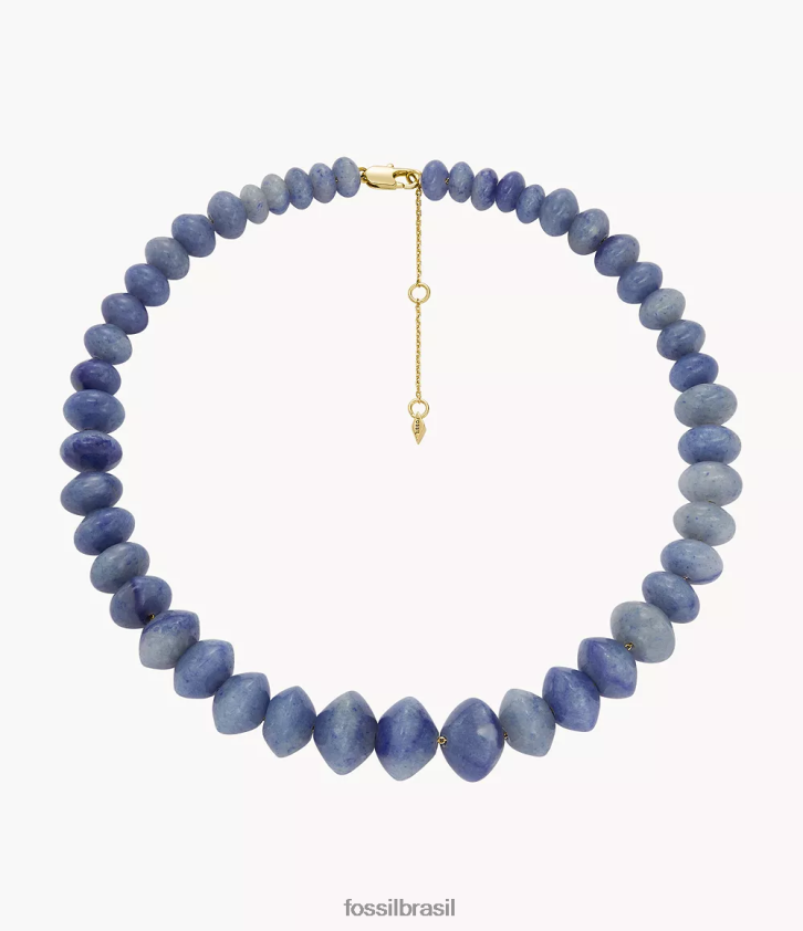 Fossil joia mulheres colar de contas de aventurina todo empilhado azul 66RZLJ952