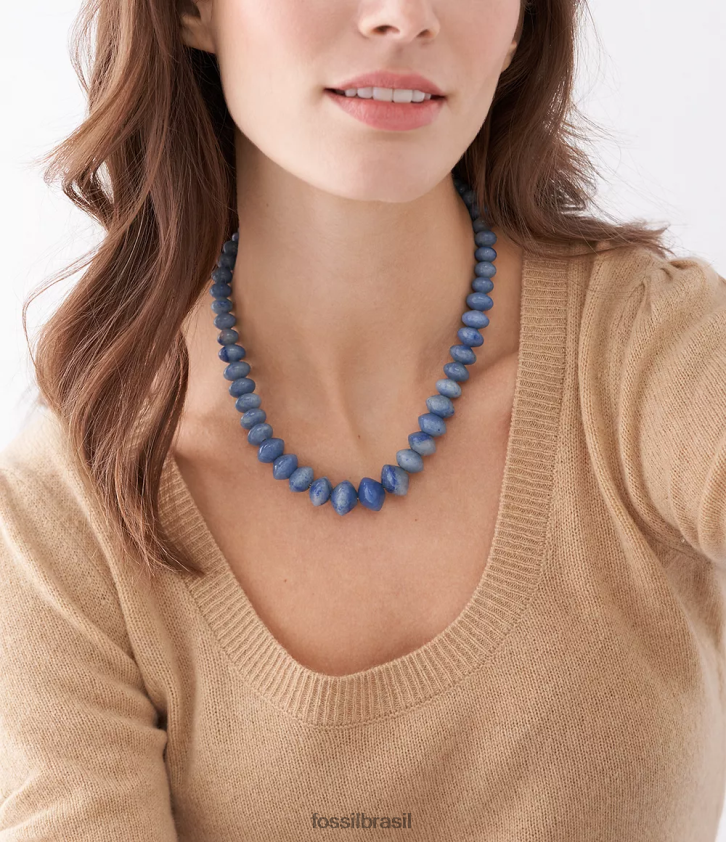 Fossil joia mulheres colar de contas de aventurina todo empilhado azul 66RZLJ952