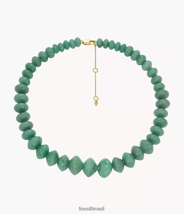 Fossil joia mulheres colar de contas de aventurina todo empilhado verde 66RZLJ934