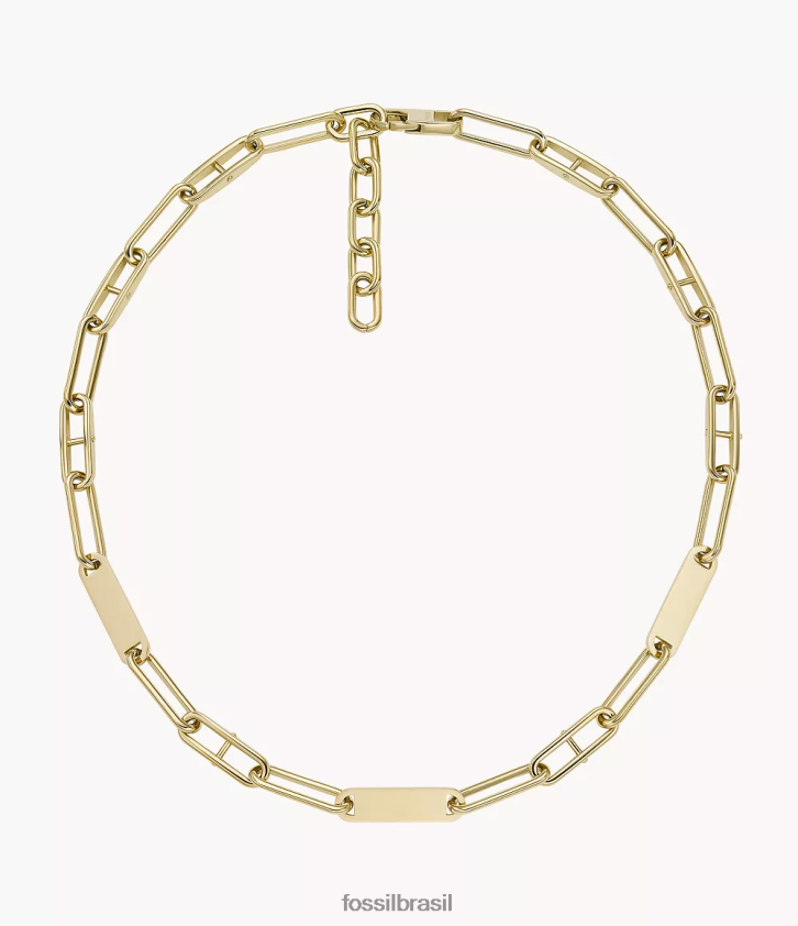 Fossil joia mulheres colar de corrente de aço inoxidável Heritage Essentials tom de ouro 66RZLJ958
