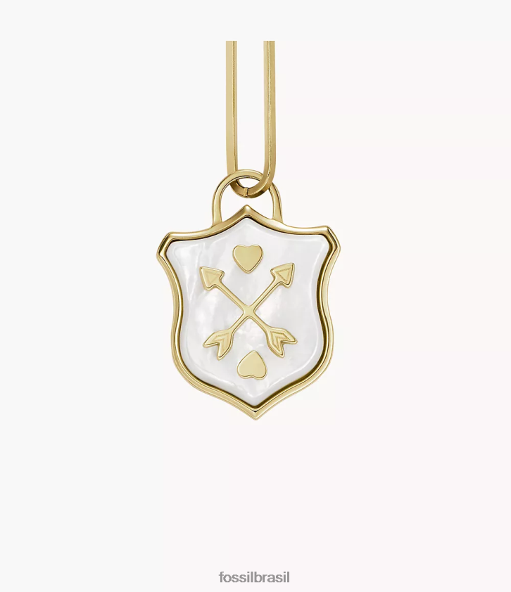 Fossil joia mulheres colar de corrente de aço inoxidável com escudo sutton madrepérola 66RZLJ1183