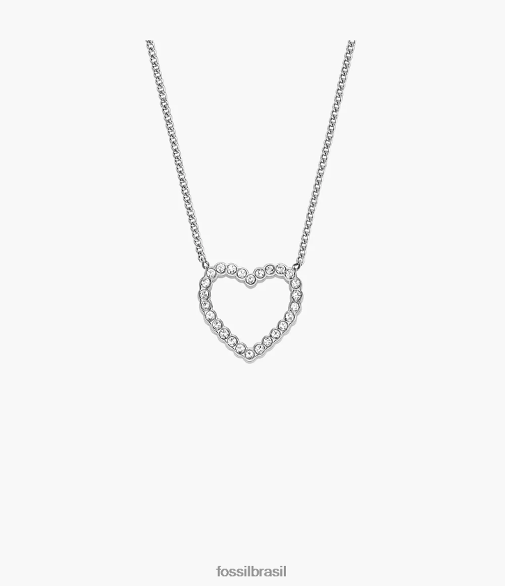 Fossil joia mulheres colar de corrente de aço inoxidável de coração aberto Sadie tom prata 66RZLJ950