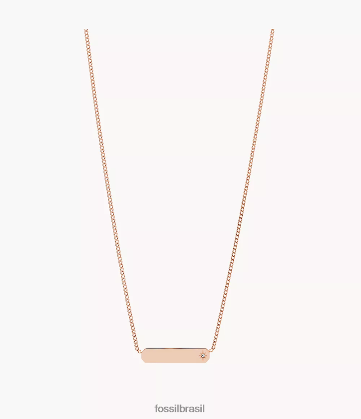Fossil joia mulheres colar de corrente de barra de aço inoxidável lane rose tom de ouro 66RZLJ906
