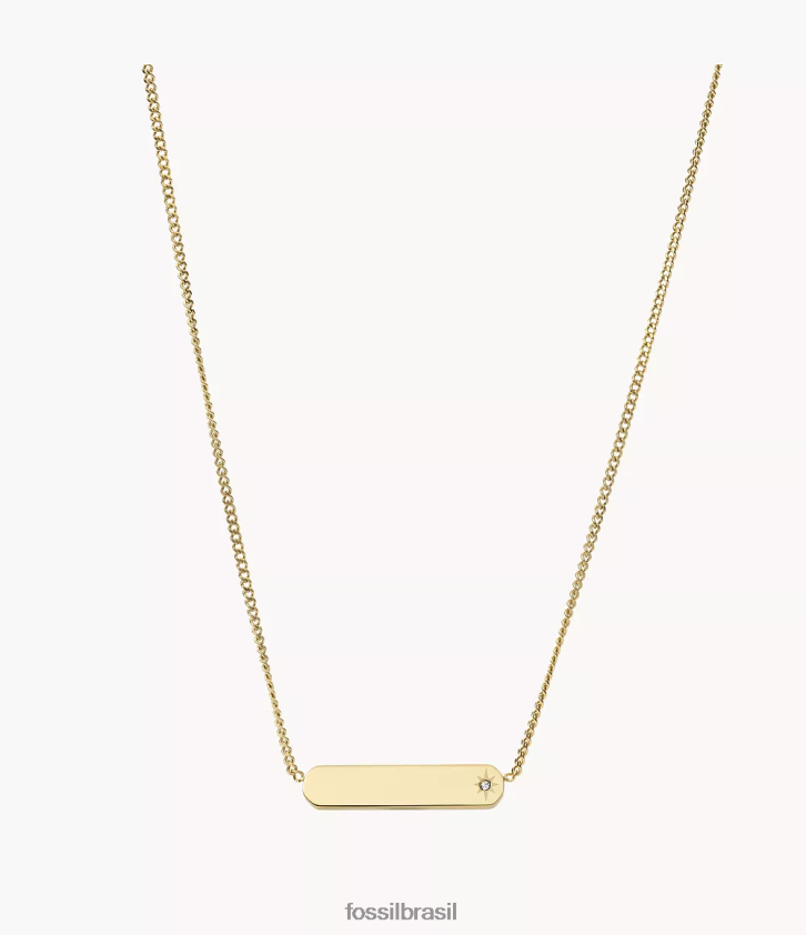 Fossil joia mulheres colar de corrente de barra de aço inoxidável lane tom de ouro 66RZLJ931