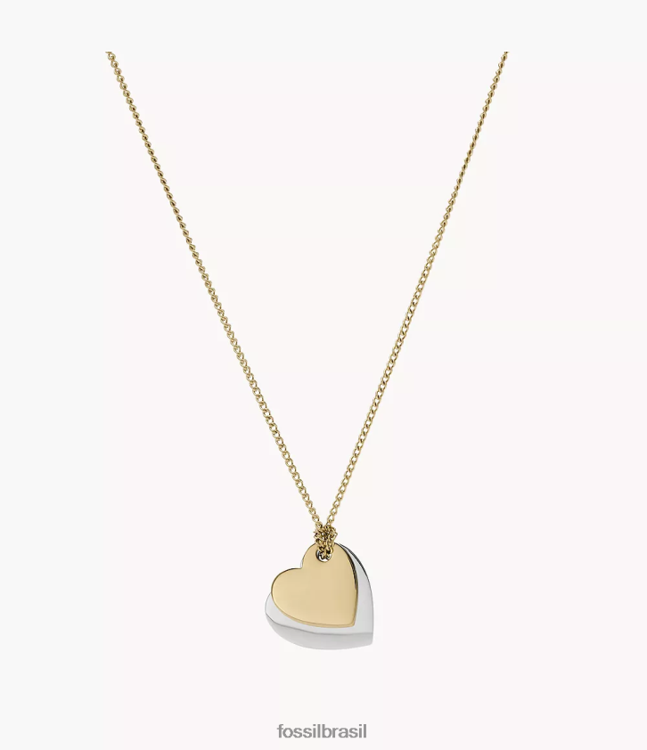 Fossil joia mulheres colar de corrente de coração de aço inoxidável lane dois tons 66RZLJ1135